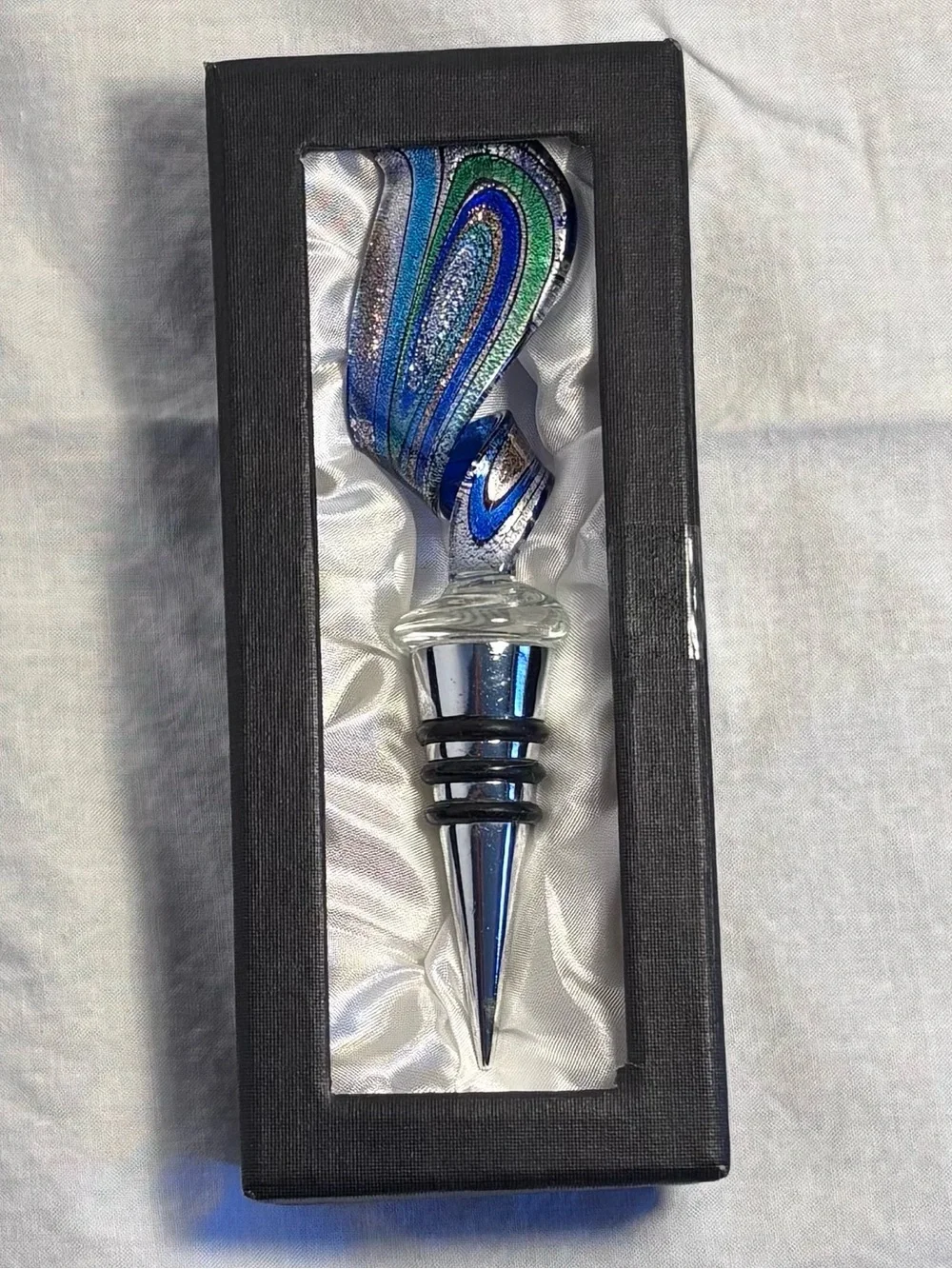 Murano-style blown glass bottle stopper